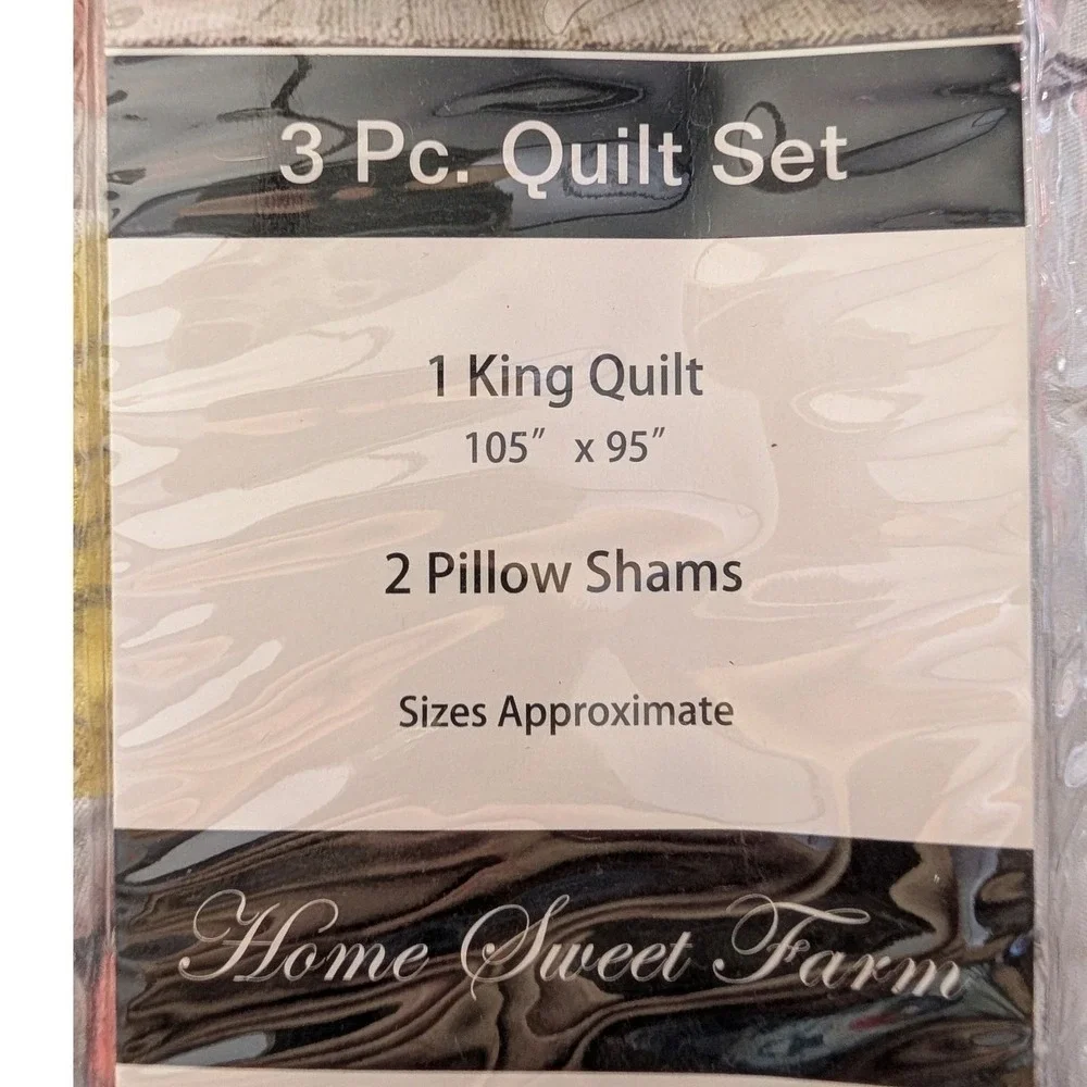 Virah Bella Home Sweet Farm Quilt Set King Multicolor New Farmhouse Rooster Barn